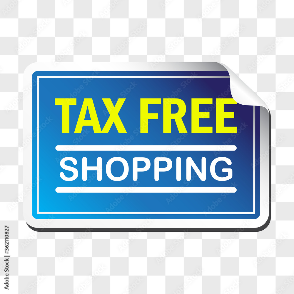 tax free shopping sticker isolated on white background. vector illustration