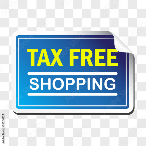 tax free shopping sticker isolated on white background. vector illustration