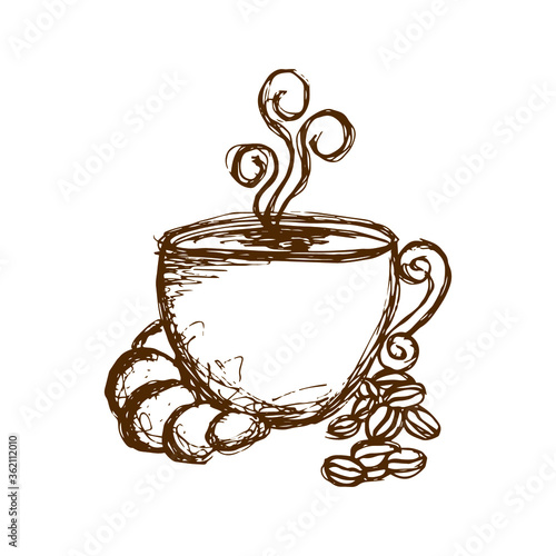 vector sketch illustration - cup of coffee