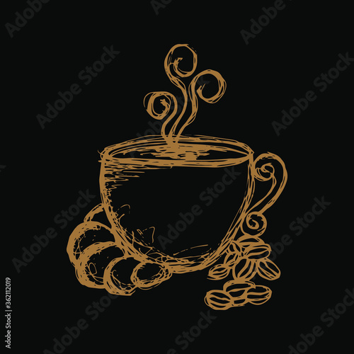 vector sketch illustration - cup of coffee