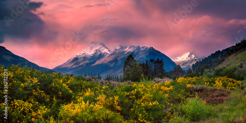 Stormy sunset in Glenorchy photo