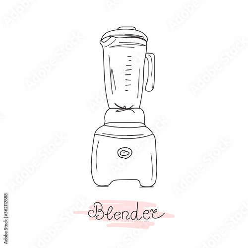 Vector icon of an electric stationary blender on white background. Doodle.
