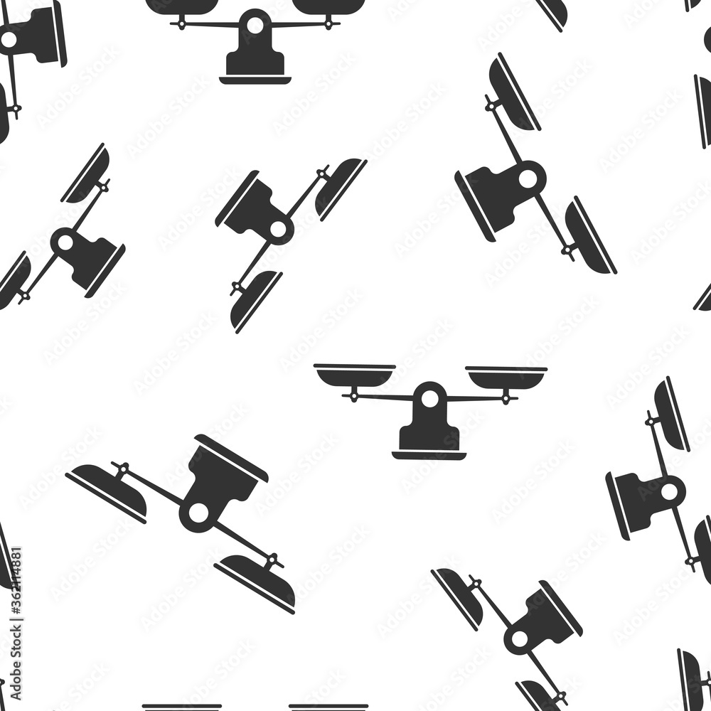Scale balance icon in flat style. Justice vector illustration on white isolated background. Judgment seamless pattern business concept. Scale balance icon in flat style. Justice vector illustration on white isolated background. Judgment seamless pattern business concept.