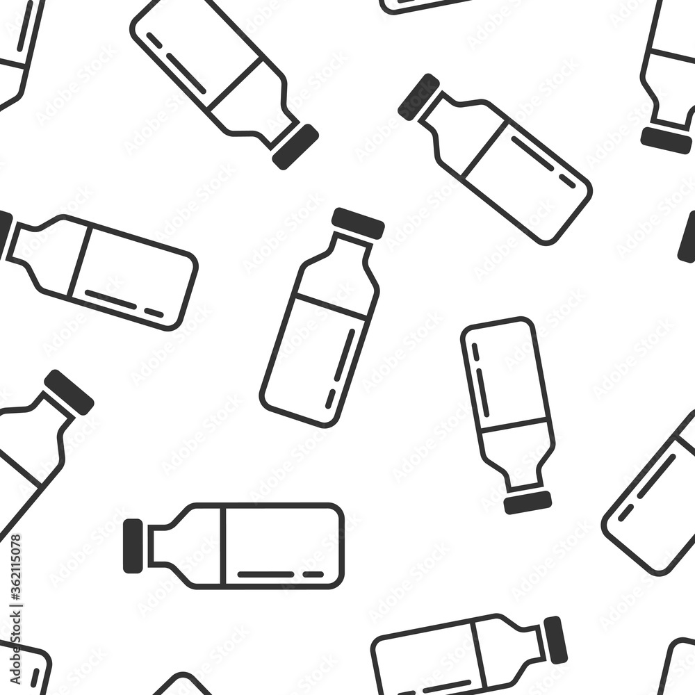 Bottle milk icon in flat style. Flask vector illustration on white isolated background. Drink container seamless pattern business concept. Bottle milk icon in flat style. Flask vector illustration on white isolated background. Drink container seamless pattern business concept.