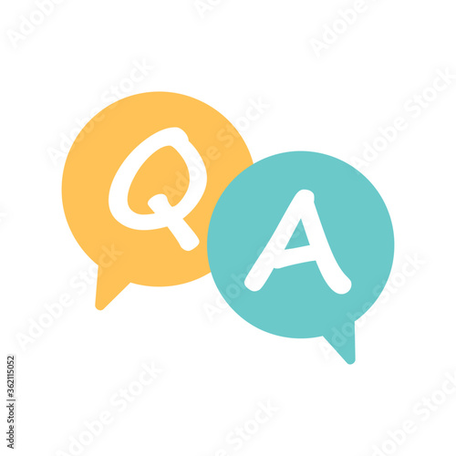 questions and answers icon. Line, glyph and filled outline colorful version, Q and A speech outline and filled vector sign. Symbol, logo illustration