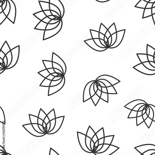 Lotus icon in flat style. Flower leaf vector illustration on white isolated background. Blossom plant seamless pattern business concept.