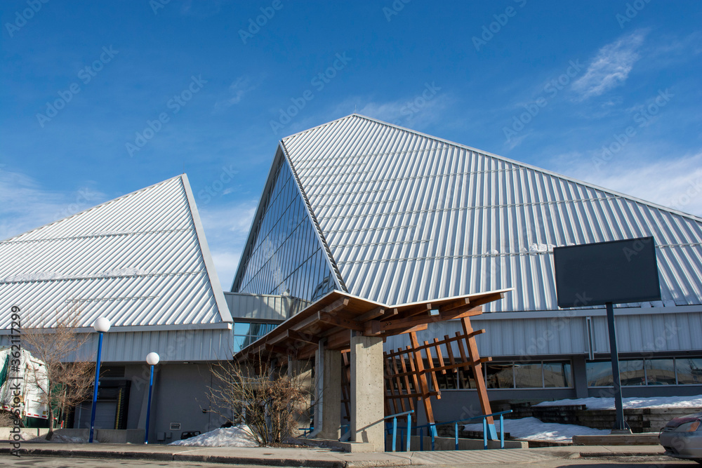 Public Library with Modern Glass Pyramid-style Architecture Public Library with Modern Glass Pyramid-style Architecture