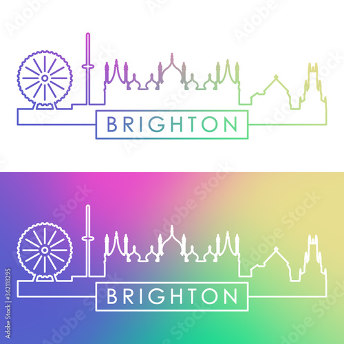 Brighton skyline. Colorful linear style. Editable vector file.