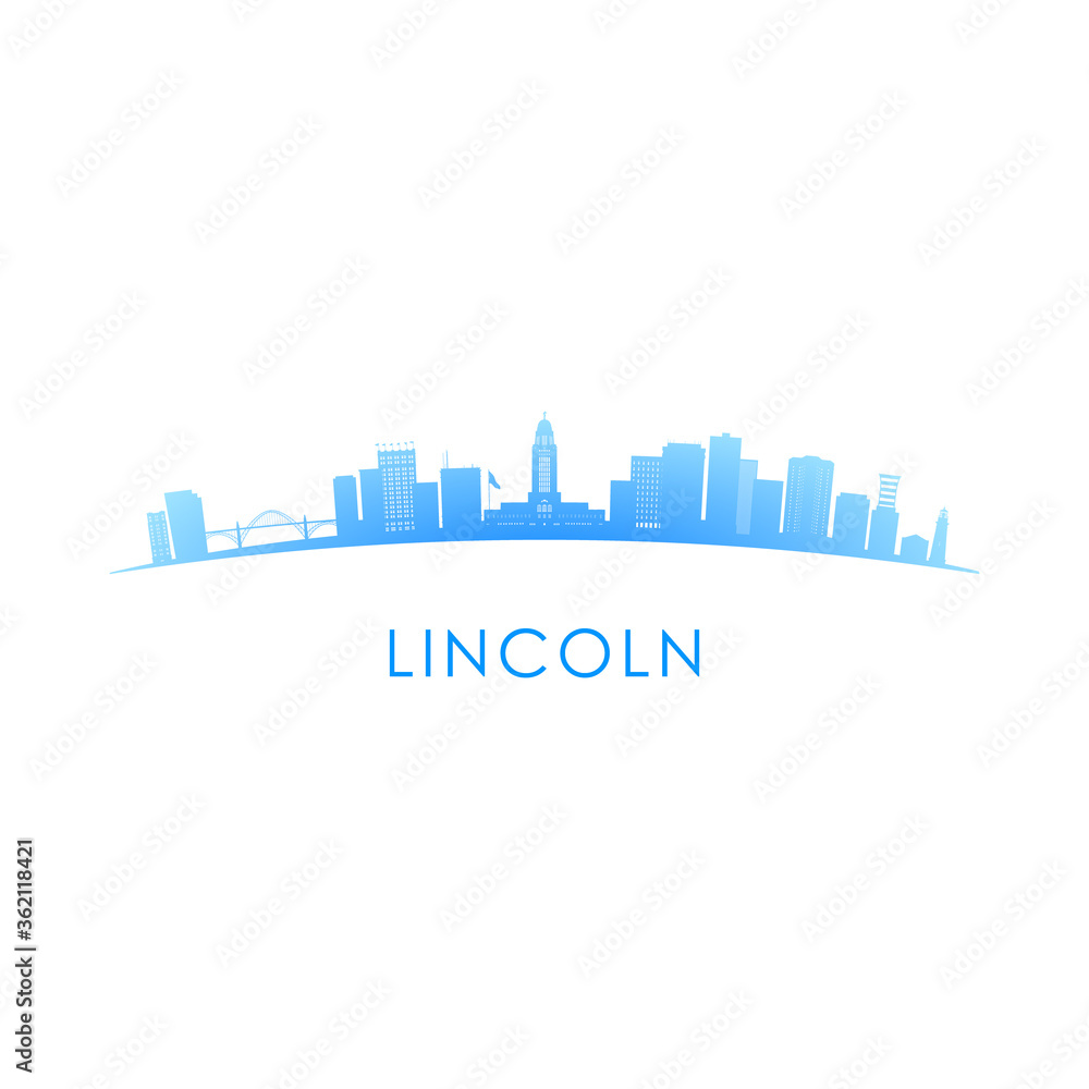 Lincoln skyline silhouette. Vector design colorful illustration.