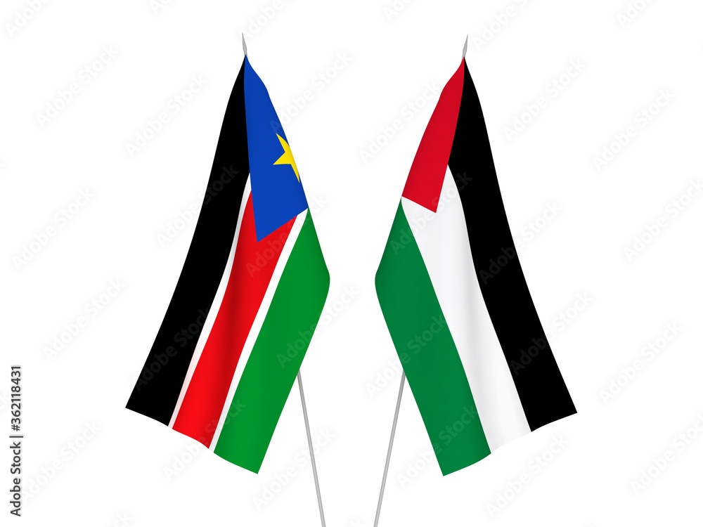 Palestine and Republic of South Sudan flags