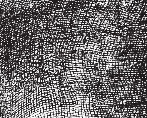 Grunge texture of soft gauze cotton fabric. Abstract monochrome background of coarse crumpled fabric. Vector illustration.