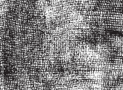 Grunge texture of soft gauze cotton fabric. Abstract monochrome background of coarse crumpled fabric. Vector illustration.