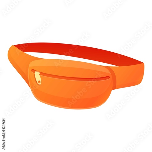 Orange waist bag icon. Cartoon of orange waist bag vector icon for web design isolated on white background