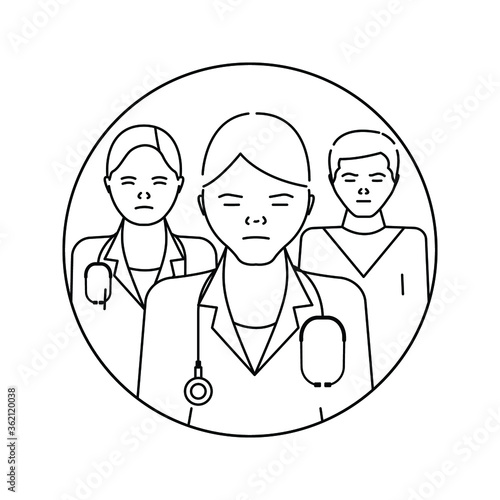 Tired doctors pandemic virus icon design vector
