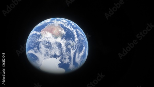 View of planet earth from space, detailed planet surface, science fiction wallpaper, cosmic landscape 3D render © ANDREI