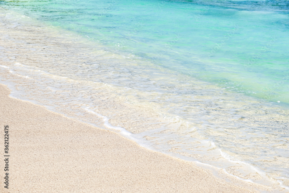 Wave of blue ocean on sandy white beach, texture background. Wave of blue ocean on sandy white beach, texture background.