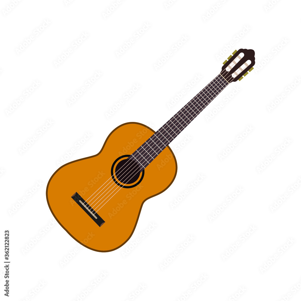 acoustic guitar isolated on white illustration vector icon design