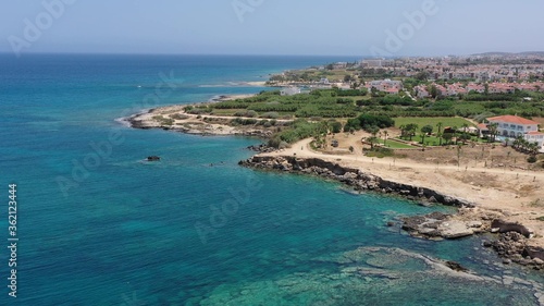 Cyprus coast with cliffs and beach aerial view © Lenur