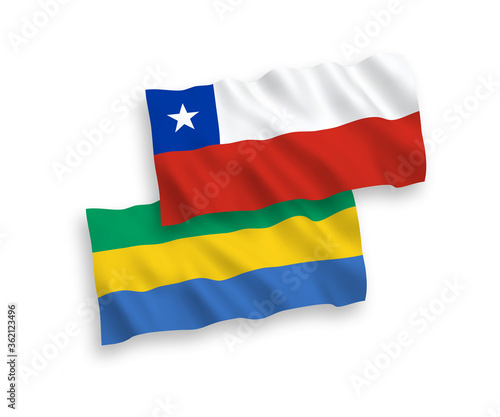 Flags of Gabon and Chile on a white background