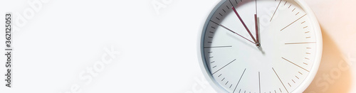 Clock, time management concept, time planning. Web banner, free space.