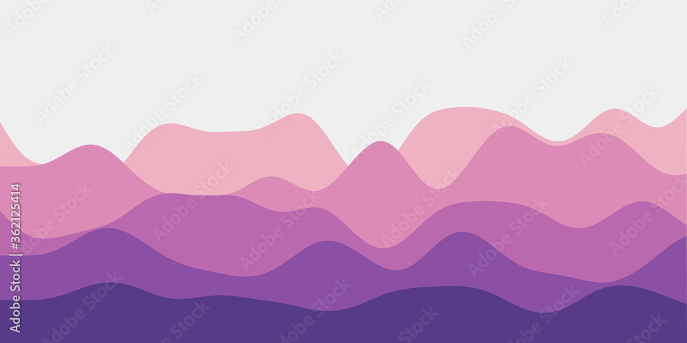 Abstract purple orange hills background. Colorful waves appealing vector illustration.