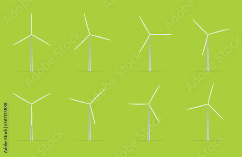 Clean Energy White Windmill Animation Sequence