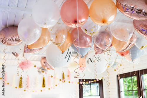 Wedding balloons on the ceiling - bridal interior decorations
