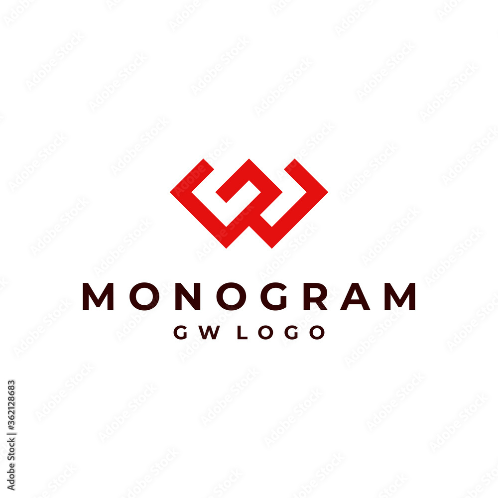 Obraz premium GW logo vector modern simple monogram with red color and white background