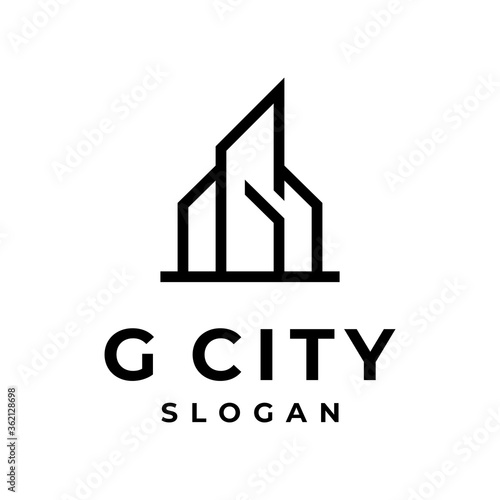 G building logo vector real estate modern simple combinations clean designs with flat color and white background