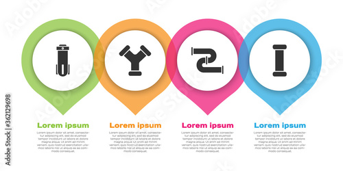 Set Water filter, Industry metallic pipe, Industry metallic pipe and Industry metallic pipe. Business infographic template. Vector.