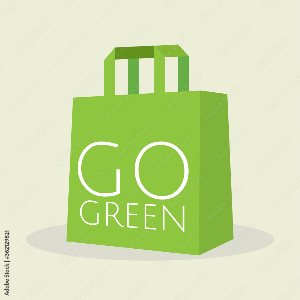 go green shopping bag isolated on white background go green shopping bag isolated on white background
