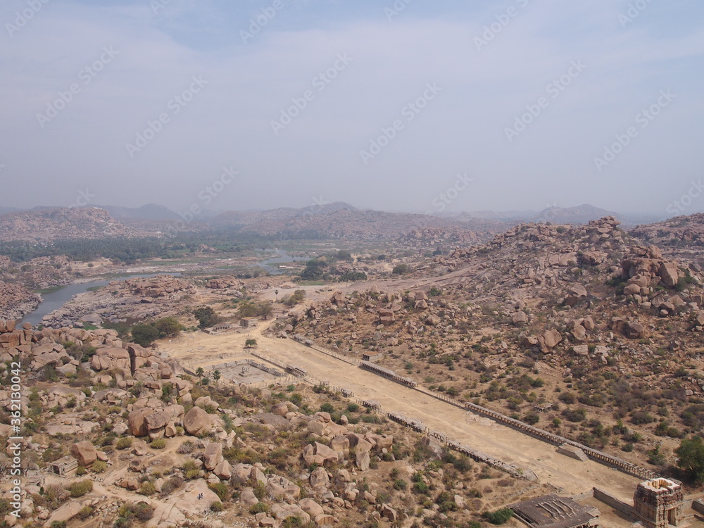 Beautiful and historic views of the Hampi ruins, Hampi, Karnataka, South India, India