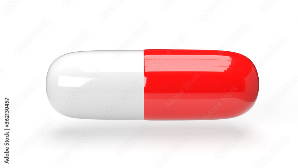 red white capsule 3d rendering for medical content. red white capsule 3d rendering for medical content.