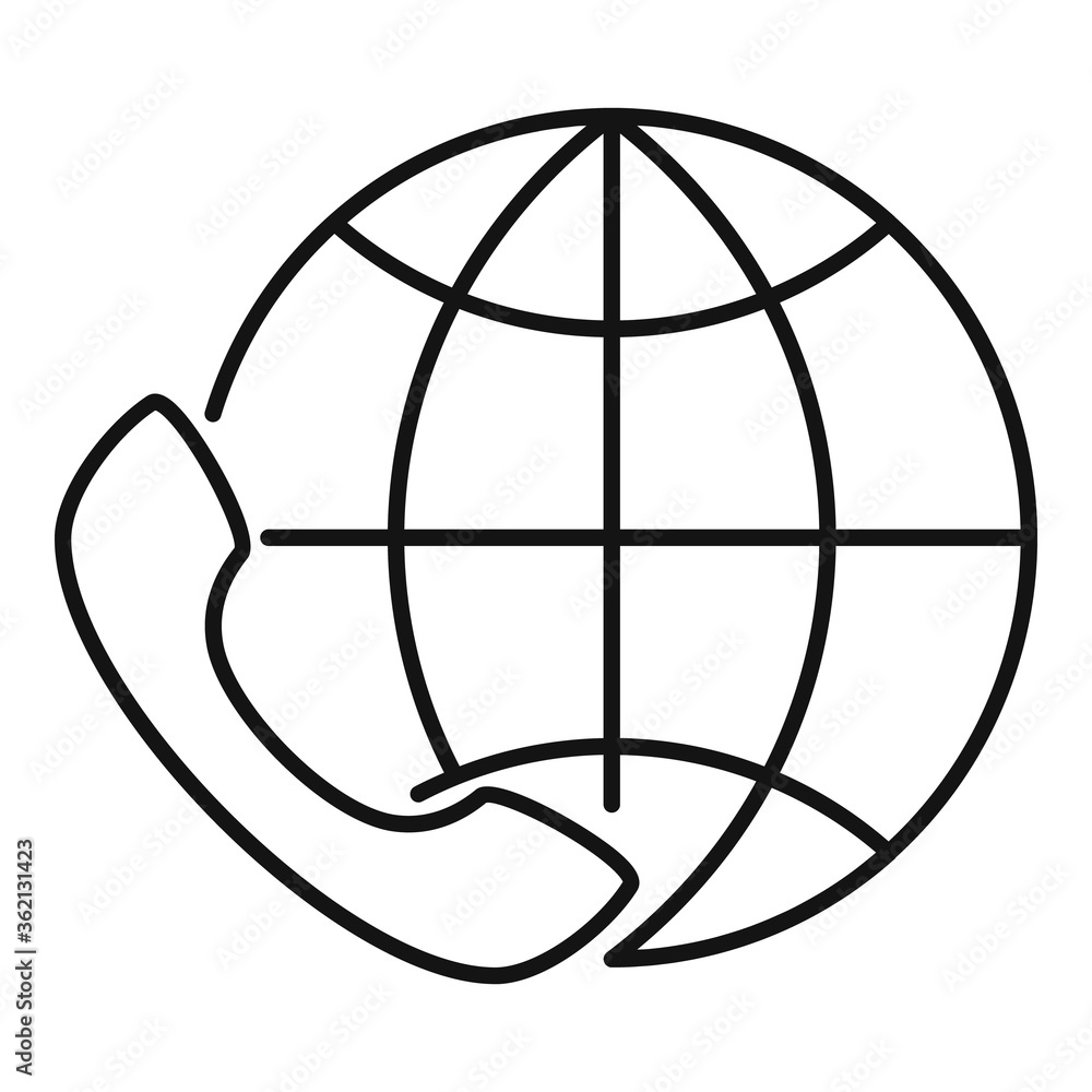Global service center icon. Outline global service center vector icon for web design isolated on white background Global service center icon. Outline global service center vector icon for web design isolated on white background