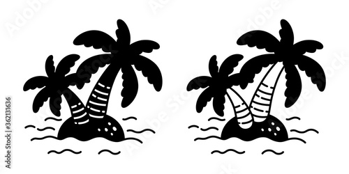 palm tree icon island coconut tree vector logo symbol plant sign tropical summer beach character cartoon illustration doodle design
