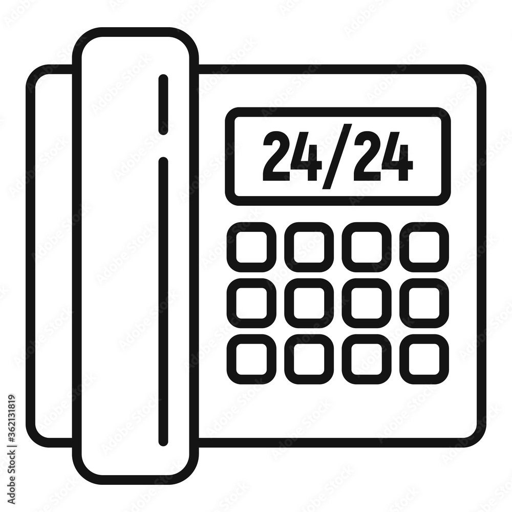 Call any hour center icon. Outline call any hour center vector icon for web design isolated on white background Call any hour center icon. Outline call any hour center vector icon for web design isolated on white background
