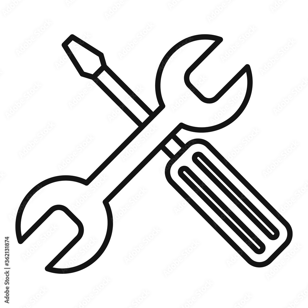 Service center tools icon. Outline service center tools vector icon for web design isolated on white background Service center tools icon. Outline service center tools vector icon for web design isolated on white background