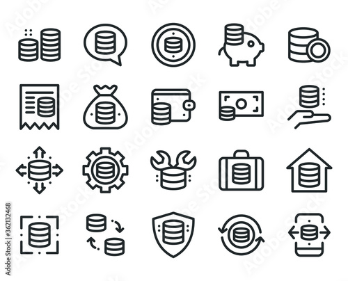 set of coins stack bundle icons
