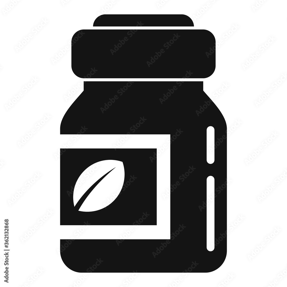 Medical herb jar capsule icon. Simple illustration of medical herb jar capsule vector icon for web design isolated on white background Medical herb jar capsule icon. Simple illustration of medical herb jar capsule vector icon for web design isolated on white background