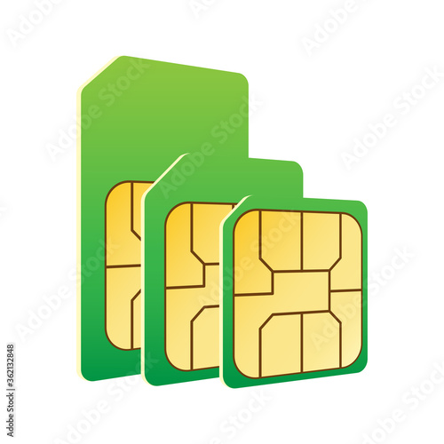 sim card chip card isolated on white background. vector illustration