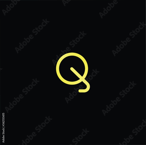Minimal elegant monogram art logo. Outstanding professional trendy awesome artistic Q QQ initial based Alphabet icon logo. Premium Business logo gold color on black background