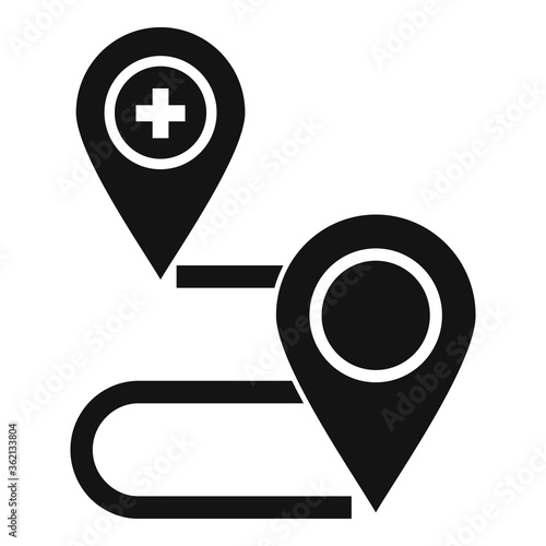 Private clinic route map icon. Simple illustration of private clinic route map vector icon for web design isolated on white background