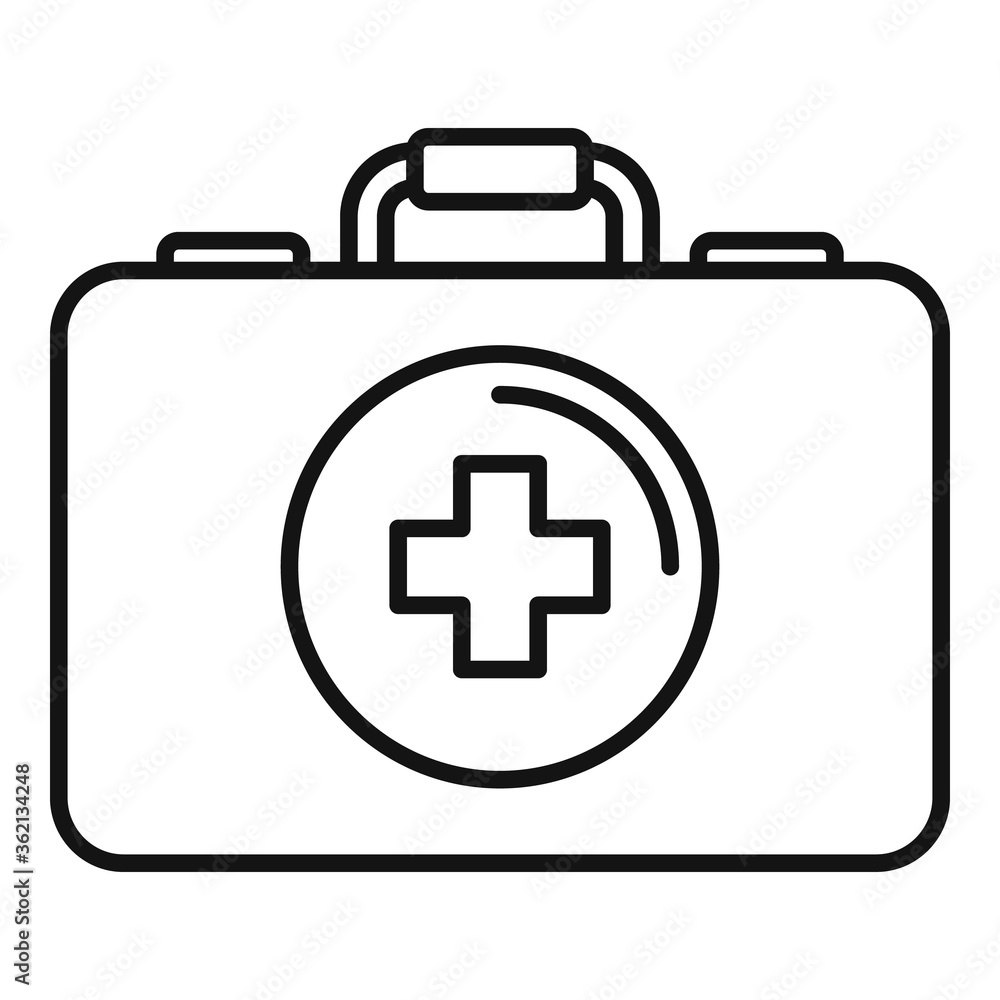 First aid kit bag icon. Outline first aid kit bag vector icon for web design isolated on white background First aid kit bag icon. Outline first aid kit bag vector icon for web design isolated on white background