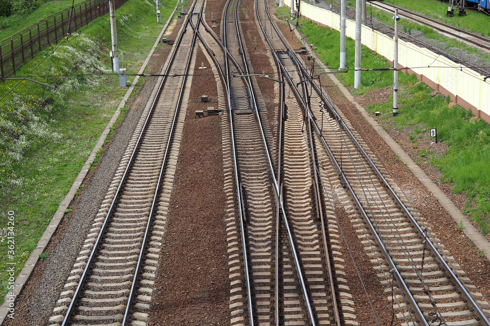 Numerous railway tracks. Rails and sleepers Numerous railway tracks. Rails and sleepers