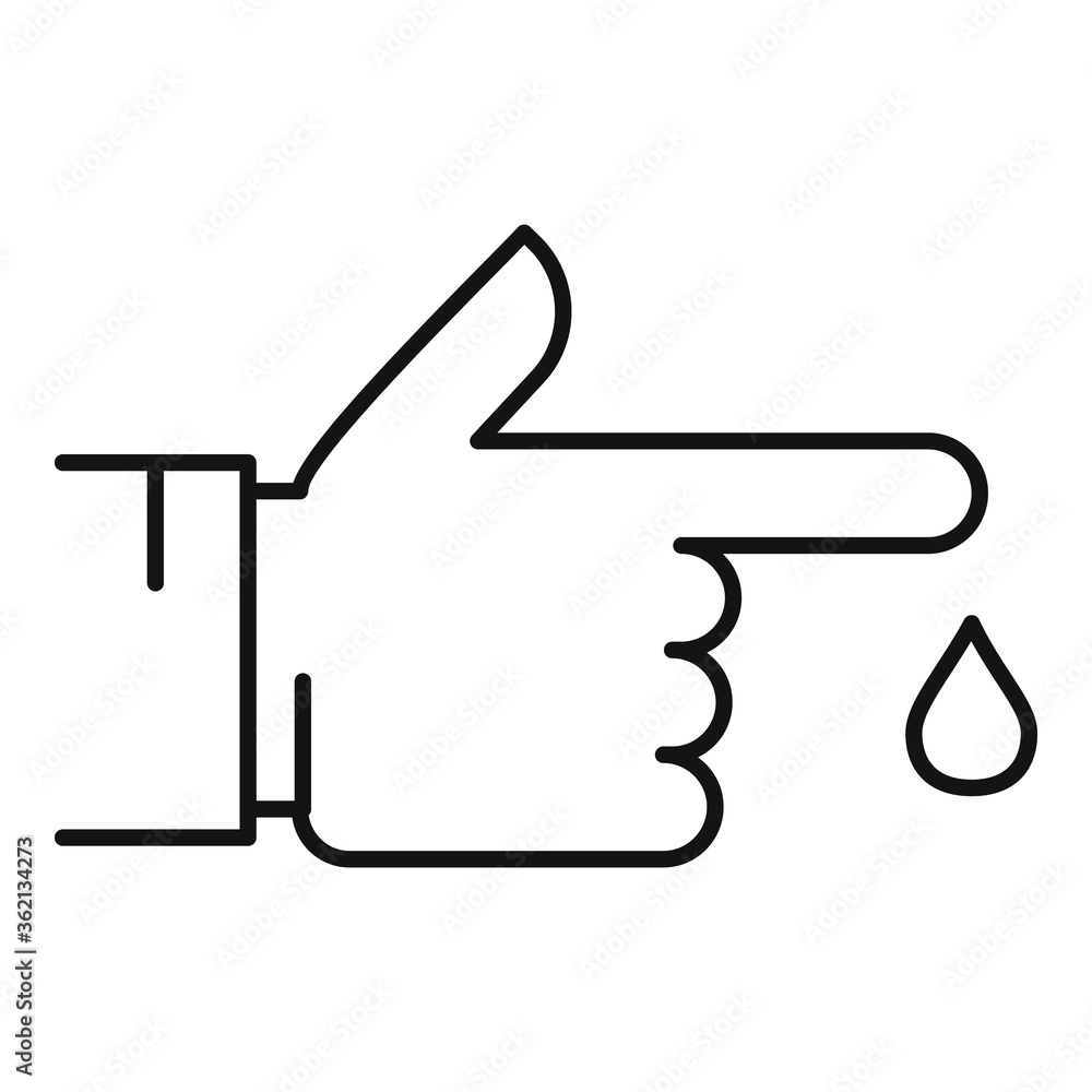 Blood finger hand icon. Outline blood finger hand vector icon for web design isolated on white background Blood finger hand icon. Outline blood finger hand vector icon for web design isolated on white background