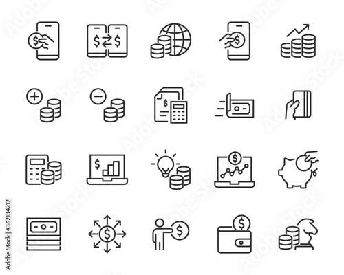 set of finance icons, money, bank, payment