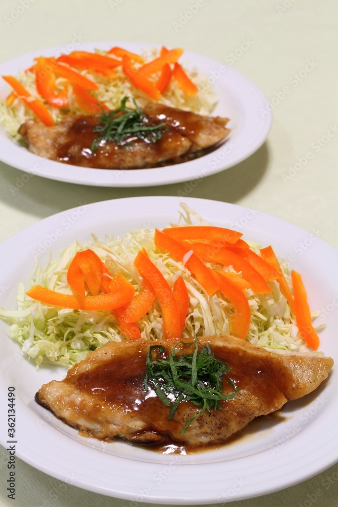 スズキのムニエル バター醤油ソース Stock Photo Adobe Stock