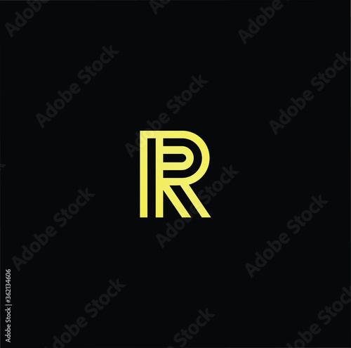 Minimal elegant monogram art logo. Outstanding professional trendy awesome artistic R RR initial based Alphabet icon logo. Premium Business logo gold color on black background