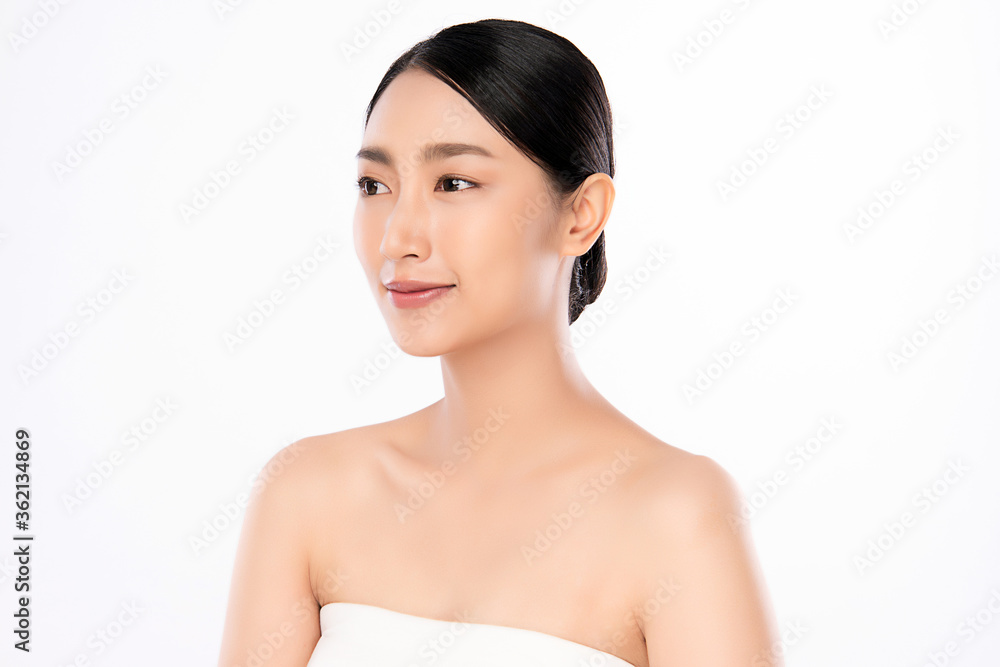 Beauty Woman face Portrait, Beautiful Young Asian Woman with Clean Fresh Healthy Skin, Facial treatment. Cosmetology, beauty and spa, isolated on white background. Beauty Woman face Portrait, Beautiful Young Asian Woman with Clean Fresh Healthy Skin, Facial treatment. Cosmetology, beauty and spa, isolated on white background.
