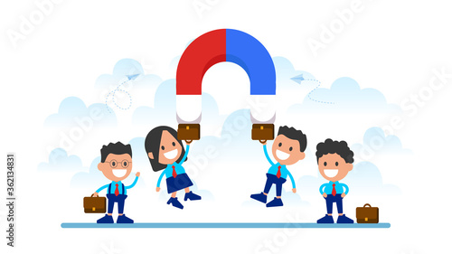 Recruitment concept illustration picking best candidate.
